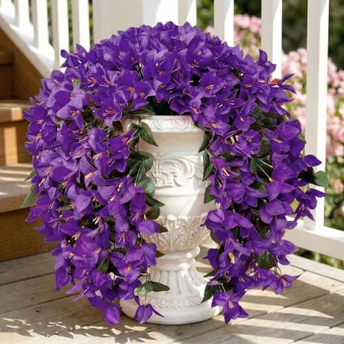 capirosa Artificial Flowers for Outdoors Fake Purple Bougainvillea Hanging Flower Decoration, 2Pcs Realistic Faux Silk Plants Long Trailing Vines, Spring Decor for Porch Patio Balcony Planter Yard - Image 1