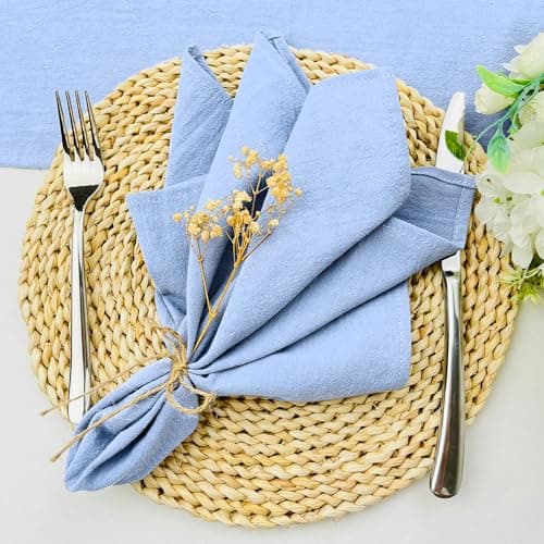 Plobeca Cloth Napkins Set of 12,18x18 Inches Blue Cotton Blend Napkins Cloth Washable and Reusable for Dinner,Parties,Wedding - Image 1