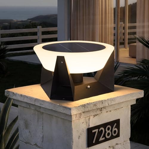 PAKEDANDUN Solar Post Lights Outdoor 15"x15", IP54 Waterproof Solar Lamp Post Light, E26 LED Bulb Pillar Lights Outdoor, Dusk to Dawn Column Lighting Lanterns for Posts Outside Deck Patio Garden Fence - Image 1
