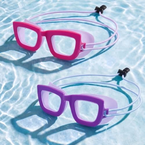 Vvinca 2 Pack Kids Swim Goggles, Toddlers Swimming Goggles bungee Strap UV Protection Swimming goggles for 3-8