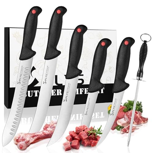 Plys Butcher Knife Set 7-PCS: 6 inch Boning Knife for Meat Cutting and Game Processing - 4Cr13Mov Stainless Steel BBQ and Outdoor Activities Skinning Knives - Image 1