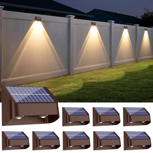 Brighter Solar Fence Lights-3000/4000/6000K 3 Mode,Solar Lights Outdoor Waterproof,Dusk to Dawn Deck Light, Outdoor Lighting for Backyard/Railing/Wall/Step/Patio(8 Pack,Brown) - Image 1