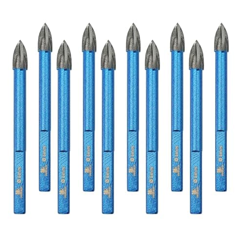 Masonry Drill Bit BRSCHNITT 1/4"*10pcs Carbide Tips Concrete Drill Bit Set for Pots Bottles Ceramic Tile Glass Brick Ceramic Triangle Shank - Image 1