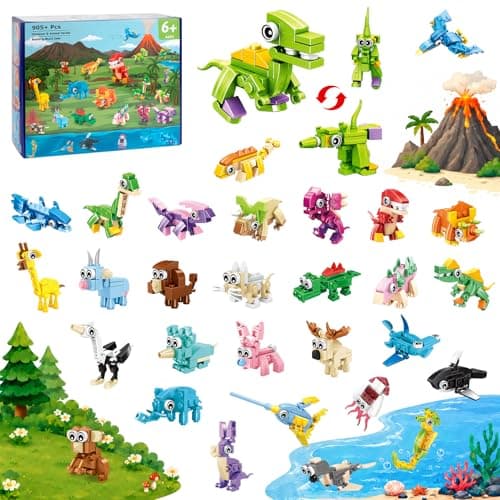 Xrkuu Party Favors for Kids 30 Pack, 90 Kinds of Dinosaur Block Ocean & Land Animal Building Blocks Sets for Classroom Gifts Prizes Goodie Bag Fillers Birthday Gift Exchange for Boys Girls 6+ - Image 1