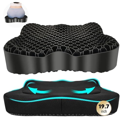 Cooling Gel Seat Cushion, Thickened Big Breathable Honeycomb Design Absorbs Pressure Points Gel Cushion with Anti-Slip Cover Cooling Seat Cushion for Office Chair Home Car Seat Cushion for Wheelchair - Image 1