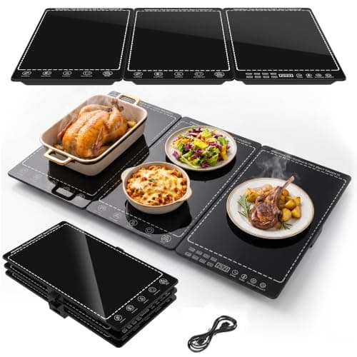 Electric Warming Tray, 3-in-1 Food Warmers for Parties Buffet with 10 Temp Settings and Timer, 25"x15" Glass Surface Warming Mat for Food, Modular Buffet Hot Plates for Catering and Gatherings - Image 1