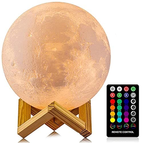 LOGROTATE Moon Lamp, 16 Colors LED Night Light for Kids 3D Printing Moon Light with Stand& Remote/Touch Control & Timing, Moon Light Lamp for Kid Friend Birthday Gifts, Room Decor (Diameter 4.8 INCH) - Image 1