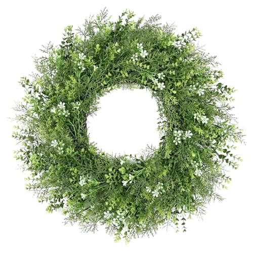 24 Inch Summer Wreaths for Front Door Wreath Spring Outdoor Green Door Wreath for All Seasons Porch Living Room Bedroom Window Wall Indoor Outdoor Farmhouse Home Decoration - Image 1