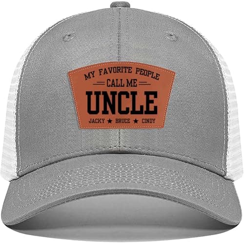 Custom Uncle Hat Gifts for Men Christmas Father's Day Birthday Adjustable Carve Leather Pattern Baseball Cap Trucker Hat