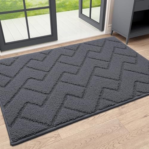 OLANLY Indoor Door Mat, 32x20, Dirt Resistant and Absorbent, Sturdy Non-Slip Rubber Backing, Easy to Clean, Washable Low-Profile Doormat for Entryway, Charcoal - Image 1