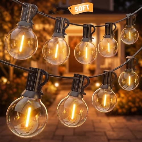 Kivonfa 50FT Outdoor String Lights - Shatterproof G40 LED Bulbs, Waterproof Connectable Patio String Lights for Outside Backyard, Wedding & Bistro Party Decor, Warm White - Image 1