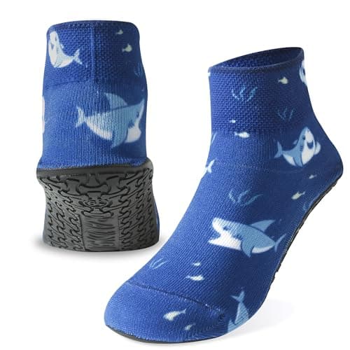 RANDY SUN Kids Quick-Dry Sand Not Waterproof Socks, Wearable Barefoot Home Fitness Beach Pool Socks for Surf Swim Yoga Volleyball Provided Protection(1 Pair Navy Blue 7.87IN) - Image 1