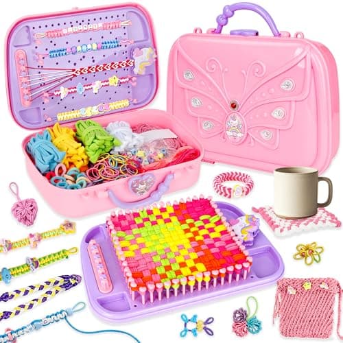 SUGORER 500+ PCS Weaving Loom Kit, 6-in-1 Weaving Loom for Kids & Friendship Bracelet Making Kit for Girls, Potholder Loom Knitting Kits Toys, Art and Crafts Kits for Kids Age 6-12 - Image 1