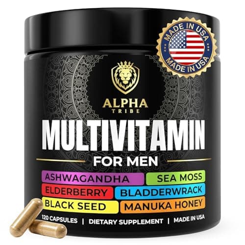 Alpha Tribe Multivitamin for Men with Sea Moss, Black Seed Oil, Ashwagandha, Turmeric Bladderwrack, Burdock,Vitamin C, Elderberry, Manuka, Yellow Dock | Daily Men's Vitamins and Minerals Supplement - Image 1