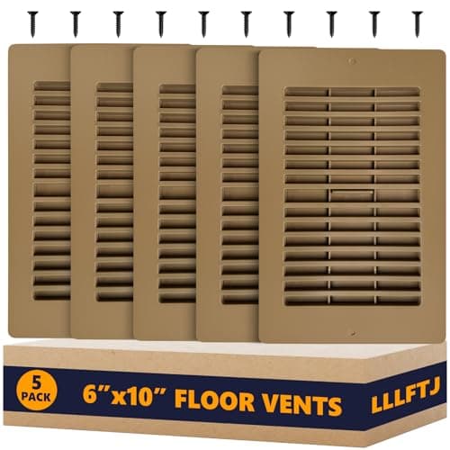 Floor Vent Covers, Floor Register 6x10, 5 Pack Adjustable Plastic Vent Covers for Home Floor, Ceiling or Sidewall, Floor Vent with Screws (Brown 6 x 10) - Image 1