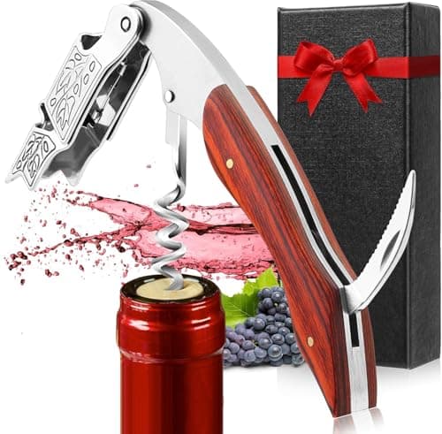 HOOMIL Wine Opener, 3-in-1 Professional Corkscrews for Wine Bottles with Foil Cutter and Cap Remover - Classic Rosewood - Image 1