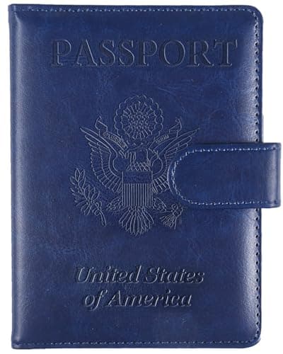 Sizobi Passport Holder for Travel,RFID Passport Cover Wallet for Women Men,Leather Passport Book Card Holder Case for International Travel Must Haves Accessories,Cruise Ship Essentials Gifts,Dark Blue - Image 1