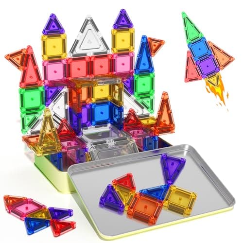 65PCS Mini Travel Magnetic Tiles with Case Set Toddler Essentials Toys, Magnetic Building Blocks Kids Games Sensory Montessori Education Learning Toys for 3+ Year Old Boys Girls Birthday Gifts - Image 1