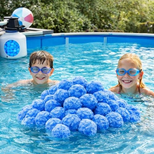 Holycco Pool Filter Balls for Sand Filter, 4.5LB for Medium Pools, Reusable Filter Media, Lightweight Sand Alternative, Easy Clean Blue Filter Balls - Image 1