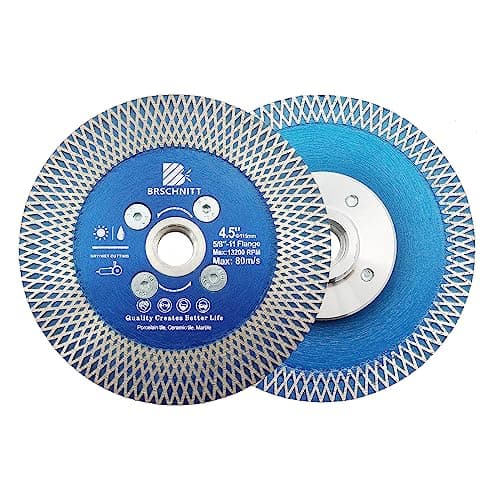 Diamond Porcelain Tile Saw Blade - BRSCHNITT 2pcs 4.5" Super Thin Diamond Cutting Grinding Disc with X Teeth with 5/8 Thread for Ceramic Tiles,Granite,Marble Angle Grinder Circle Saw Blade - Image 1
