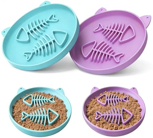Zonopy Slow Feeder Cat Bowl, 2 PCS Silicone Bowl, Cat Slow Feeder, Ideal for Dry and Wet Food, Easy to Clean, Interactive Puzzle Toy for Pets Food Training, Keeps Cats Busy, 6.69" W*0.65" H - Image 1