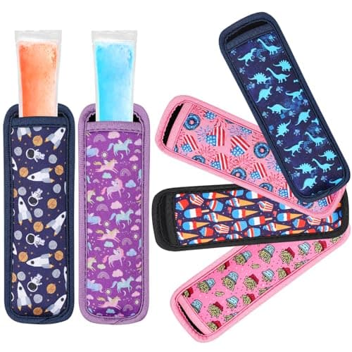 Popsicle Holder for Kids, 6 Pieces Ice Pop Neoprene Anti Freezing Sleeves, Freeze Pops Neoprene Sleeves, Cute Ice Sleeves Holder, Reusable Washable Ice Popsicle Sleeves for Boys Girls - Image 1