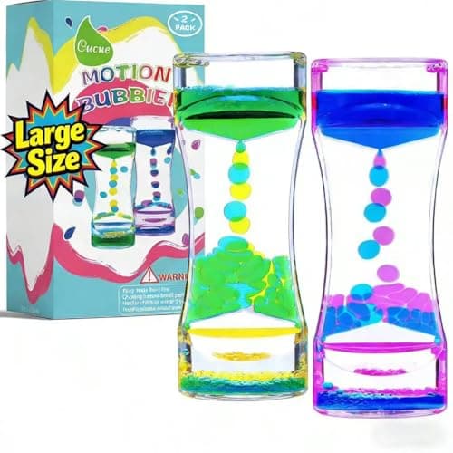 Cucue 2 Pack Liquid Motion Bubbler - Sensory Toys for School, Home, Office - Colorful Liquid Hourglass for Calming & Relaxing - Gifts for Kids & Adults -New Model 6.7x2.6in