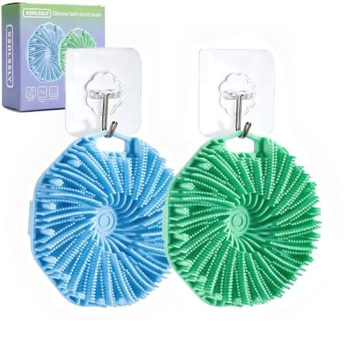 Silicone Body Scrubber,Exfoliating Body Scrubbers for use in Shower,Silicone Body Brush for Showering and Anti-Slippery Handles for All Skin Types,Eco Friendly Shower Scrubber for Body (Baby Blue) - Image 1