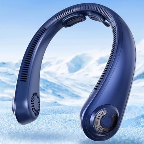 Portable Neck Fan with Neck Support, 5 Speeds, Lightweight, Rechargeable Personal Hands Free Wearable Neck Fans that Blow Cold Air for Hot Flashes, Disneyland, Travel Essentials, Gifts for Men Women - Image 1
