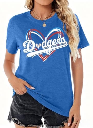 Baseball Shirts Women Game Day Mom T Shirt Funny Baseball Fan Graphic Tee Casual Short Sleeve Tops Blue - Image 1