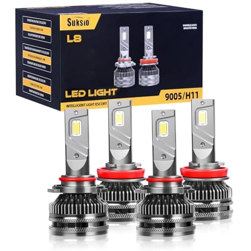 Suksio H11/H8/H9 & 9005/HB3 Bulbs Combo,60,000LM Brightness, 1:1 Size 6000KCool White IP68 Waterproof AutomotiveReplacement Combo 9005 H11 Fog Lights, Plug & Play,Pack of 4