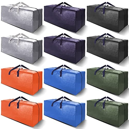 VELVETSURE 12 Pack Heavy Duty Extra Large Moving Bags W/Backpack Straps - Strong Handles & Zippers, Storage Totes For Space Saving, Fold Flat, Alternative to Moving Box and Storage Bin, Multicolor - Image 1