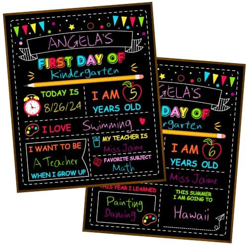 Double-Sided First Day of School Board, 12 × 10 Inches Back to School Sign