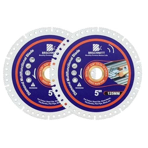 BRSCHNITT Indestructible Disc for Grinder 5inch 2pcs -7/8" Arbor Multifunctional Cutting Discs for Smooth Cutting, Chamfering, Grinding Materials