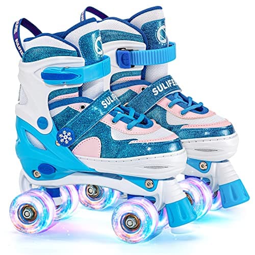 SULIFEEL Rainbow Unicorn 4 Size Adjustable Roller Skates for Girls Boys for Kids Ages 3-5 5-8 6-12 Children Skates Indoor Outdoor - Image 1
