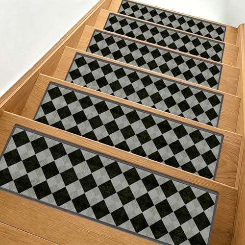 Non-Slip Carpet Stair Treads 15PCS, 8"x30" Peel and Stick Stair Runner for Wooden Steps Indoor, Washable Reusable Adhesive Backing, Pet-Friendly Safety Mats for Kids, Elders, Dogs - Image 1