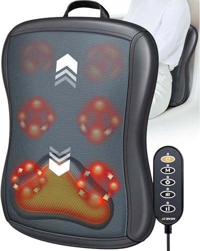 JZBRAIN Shiatsu Back Massager with Heat : Up and Down Rolling Massage - Electric Back Massager for Pain Relief Deep Tissue - Heated Lower Back Massager for Office, Home, Car Use(Black)