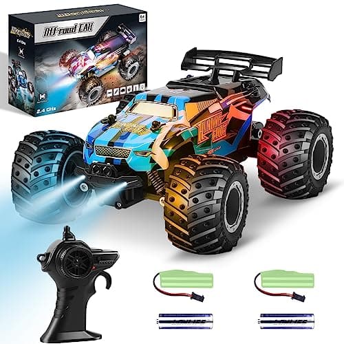 HENEROAR Remote Control Car, Remote Control Truck, 2.4Ghz All Terrain Off-Road Monster Truck, 20 KM/H Rc Cars with LED Bodylight and 2 Rechargeable Batteries Toys for Boys - Image 1