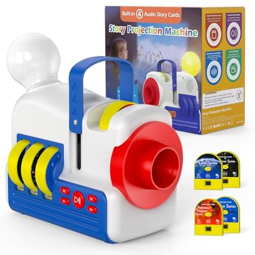 YEQOO Story Projector for Kids, Educational Story Dream Machine with 32 Stories & 4 Science Cartridges, Audio Books for Toddlers, Night Light & White Noise, Bedtime Story Player - Image 1