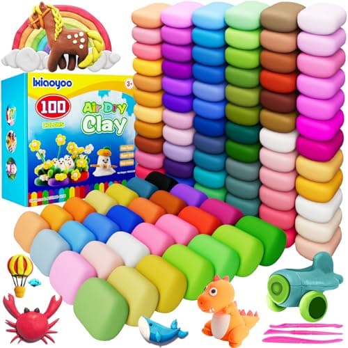 Ixiaoyoo Air Dry Clay, 100 Colors Modeling Clay for Kids, Safe & Non-Toxic, DIY Model Art & Crafts Toys with Sculpting Tools, Home Party Favors, Birthday Toys Gift for Ages 3-12 Boys & Girls - Image 1