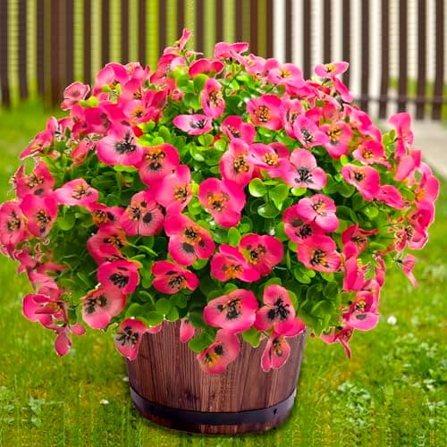 Thinktral Artificial Flowers for Outdoors Fake Plants, 12pcs Fake Flowers Artificial Plants Outdoor UV Resistant,Silk Faux Flowers Shrubs Greenery Plants for Porch Garden Patio Window Box Decor - Image 1