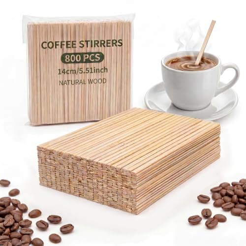 800 Pcs Wooden Coffee Stirrers, 5.5 Inch Wooden Stirrers Sticks for 12 oz Coffee Cups, Wooden Stir Sticks for Stirring Coffee, Tea, Beverages, Hot Chocolate, Cold Drinks (5.5 Inch/14 cm) - Image 1