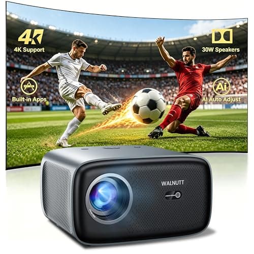 【2000 ANSI/4K Supported/30W Dolby/Official Apps】OS 2.0 Smart Projector with WiFi and Bluetooth, Portable Home Theater Movie Projector, AI Auto Focus & Keystone, 400'' Display Indoor/Outdoor Proyector - Image 1