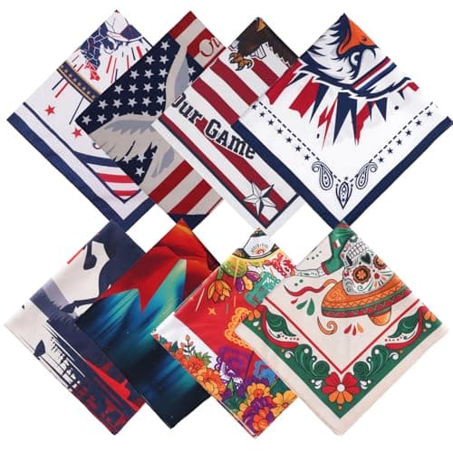 PlushBande 8-Pack Soccer Fan Bandanas 22"x22" - Breathable Headwear & Face Mask Set for Match Day Watch Parties - Image 1