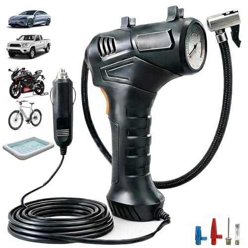 LONLEEYU Tire Inflator Portable Air Compressor, 12V DC Air Pump for Car Tires with Digital Pressure Gauge, 150 PSI Pump for Car Tires with LED Light - Car, Motorcycle, Bicycle, Swimming Ring, Ball - Image 1