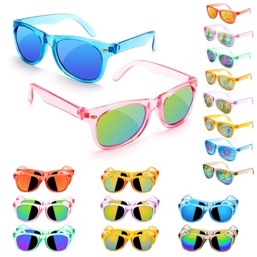 Resuar Party Favors Kids Sunglasses Bulk - Boys Girls Birthday Goodie Bags for Children Age 3-8, UV 400 Protection Neon Sunglasses Great Gifts Goody Bag Stuffers for Kids Party (16 Pack) - Image 1