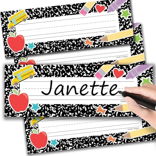 Hadley Designs Desk Name Tags for Classroom - 25 Student Desk Name Plates for Classroom Decor, 9x3 Colorful Nametags Cubby Labels Teacher Supplies, 1st 2nd 3rd Grade Kindergarten Preschool Must Haves - Image 1