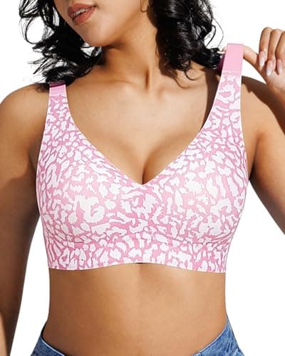 Popilush Womens Wireless Bra Seamless No Underwire Push Up Plunge Deep V Bralette with Adjustable Straps Everyday Comfortable T-Shirt Bra - Image 1