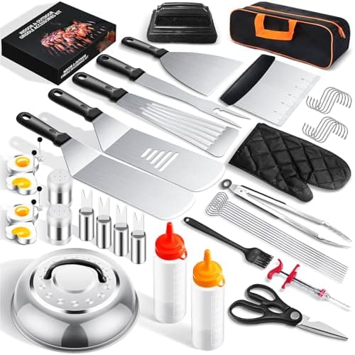 Griddle Accessories Kit for Blackstone and Camp Chef, 45 PCS Upgraded Flat Top Grill Accessories, Household Griddle Spatula Set with Enlarged Spatulas, Basting Cover, Scraper, for Outdoor - Image 1