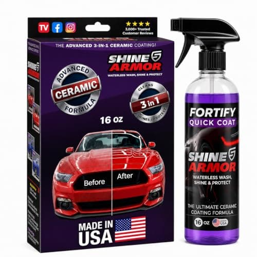 Car Wax Spray and Ceramic Coating for Cars - 3 in 1 Waterless Car Wash and Detailing - Quick Effect Coating Agent for Car - High Gloss Top Coat, Shiny Car Stuff by Shine Armor - Protective Wax 16FlOz - Image 1